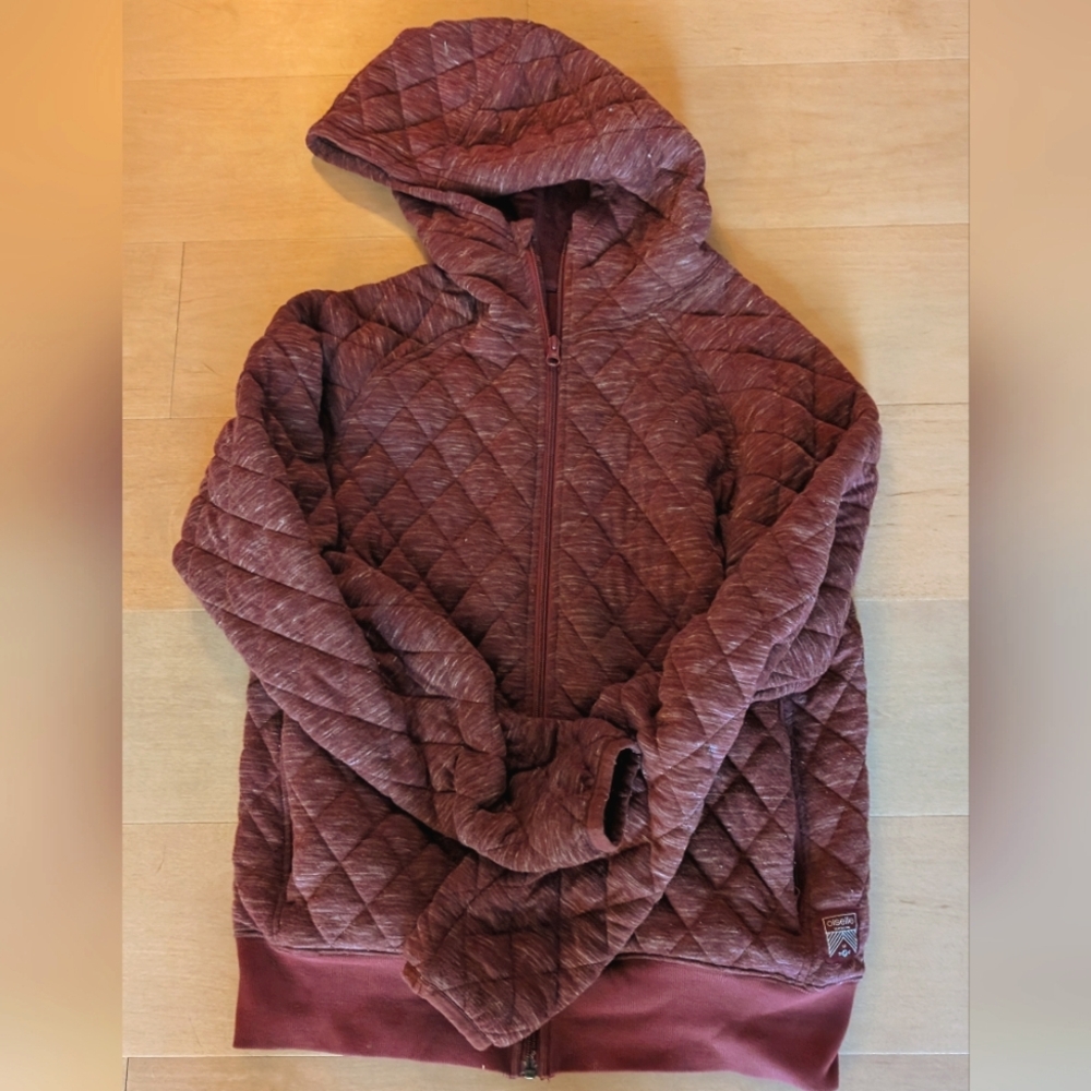 Oiselle quilted eggplant hoody, size L